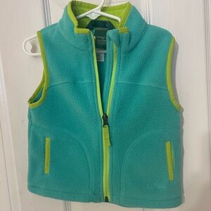 L.L. Bean Aqua and Neon Green Fleece Vest